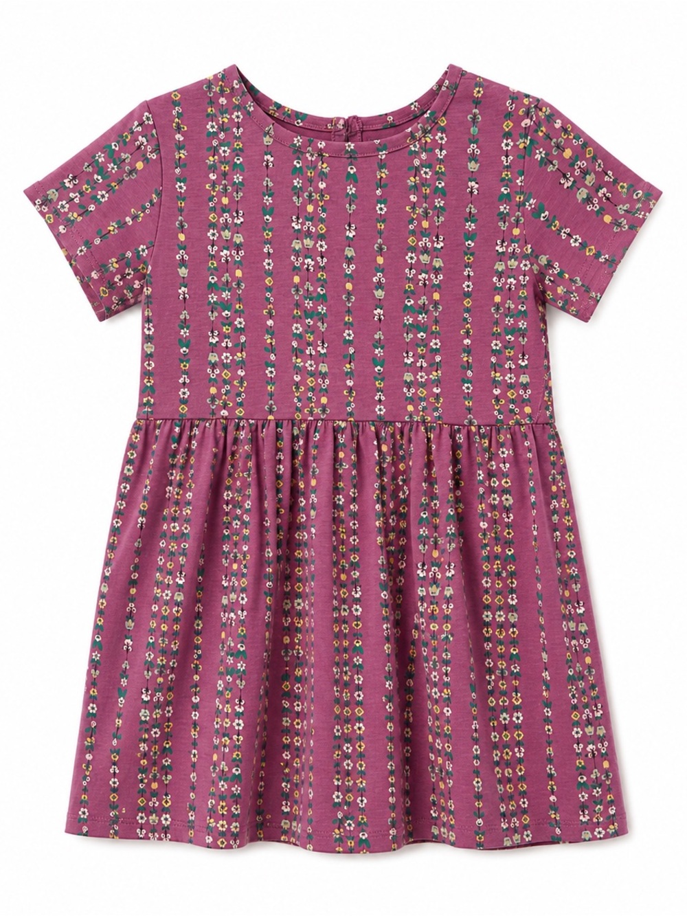 George Pink Plum Short-Sleeve Floral Stripe Dress